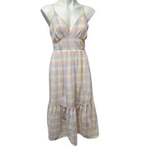 Pastel Plaid Spaghetti-Strap Midi Dress - Light Multi